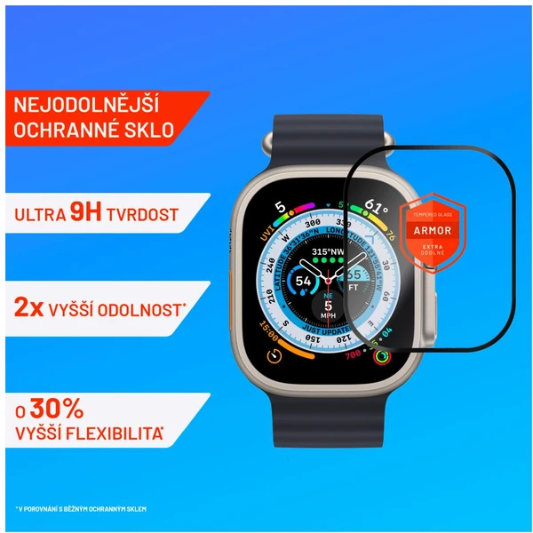 FIXED Armor prémiové tvrdené sklo s aplikátorom Apple Watch Ultra 49mm čierne - Ochranné fólie a sklo - Obrázok F9U1000L01