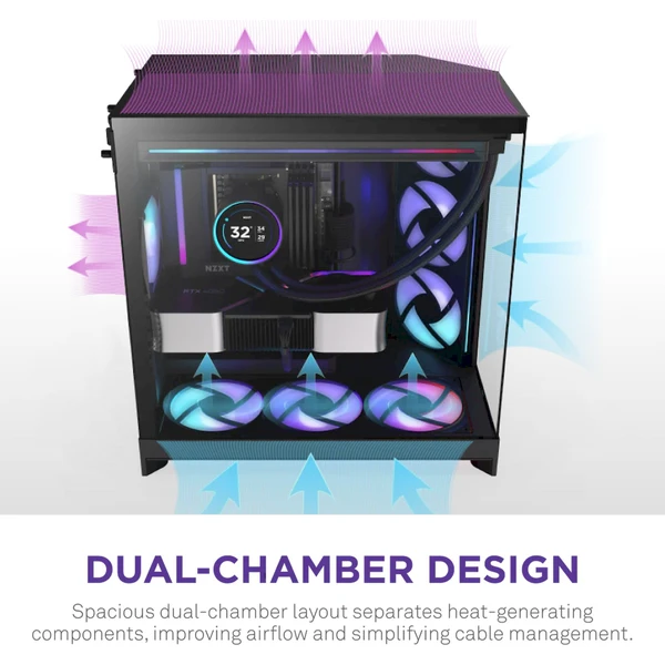 NZXT H9 Flow RGB čierna - Počítačové skrine - Obrázok FA7K000K01