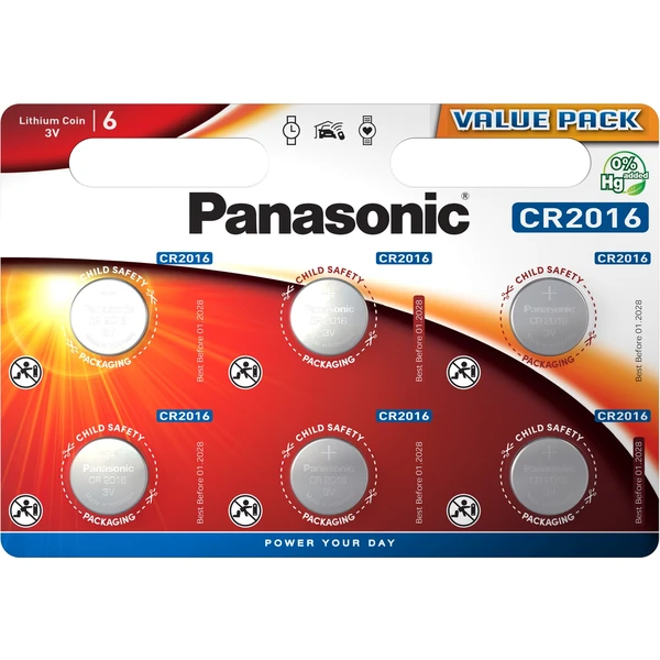Panasonic CR2016 lítiová batéria, 6 ks - Batérie - Hlavný obrázok