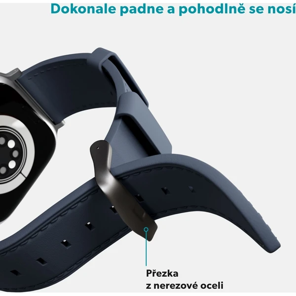 Epico Watch kožený remienok pre Apple Watch 42/44/45/46/49mm modrý - Remienky - Obrázok FAML000K01