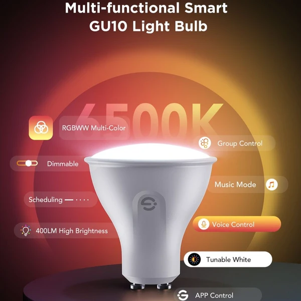 Govee Smart žiarovka RGBWW 4,8 W-50 W 400lm GU10 Long Life 2ks - Žiarovky - Obrázok FAQK000K01
