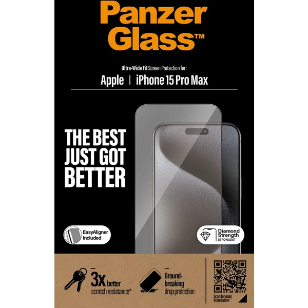 PanzerGlass Ultra-Wide Fit ochranné sklo Apple iPhone 15 Pro Max - Ochranné fólie a sklo - Obrázok FATS100501