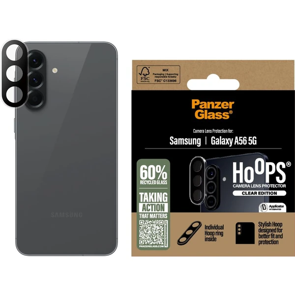 PanzerGlass® Hoops® Samsung Galaxy A56 5G číre ochranné krúžky pre šošovky fotoaparátu - Ochranné fólie a sklo - Obrázok FAUC000K01