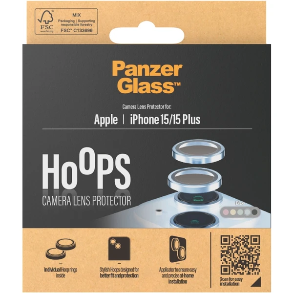 PanzerGlass HoOps ochranné krúžky Apple iPhone 15/15 Plus - modrý hliník - Ochranné fólie a sklo - Obrázok FBD1000O01