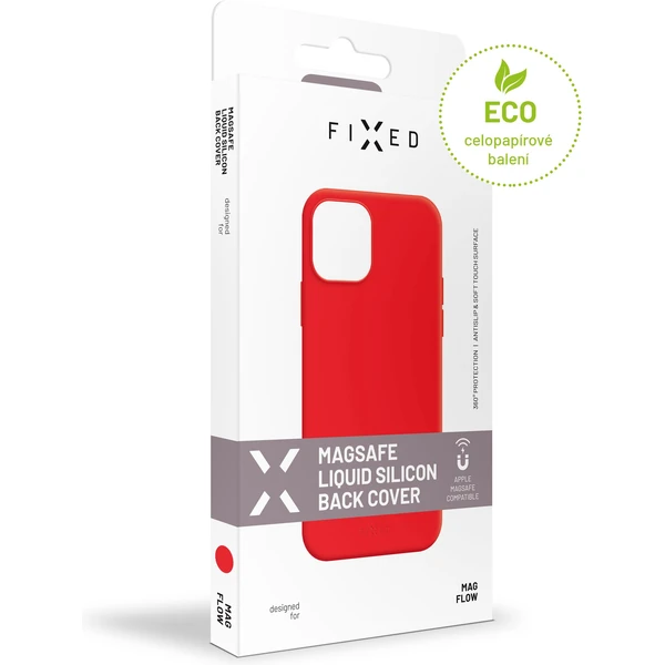 Zadný kryt FIXED MagFlow s podporou MagSafe pre Apple iPhone 14, červený - Puzdra - Obrázok FDDWF00101