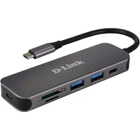D-Link 5v1 USB-C Hub + čítačka kariet antracitový - USB huby