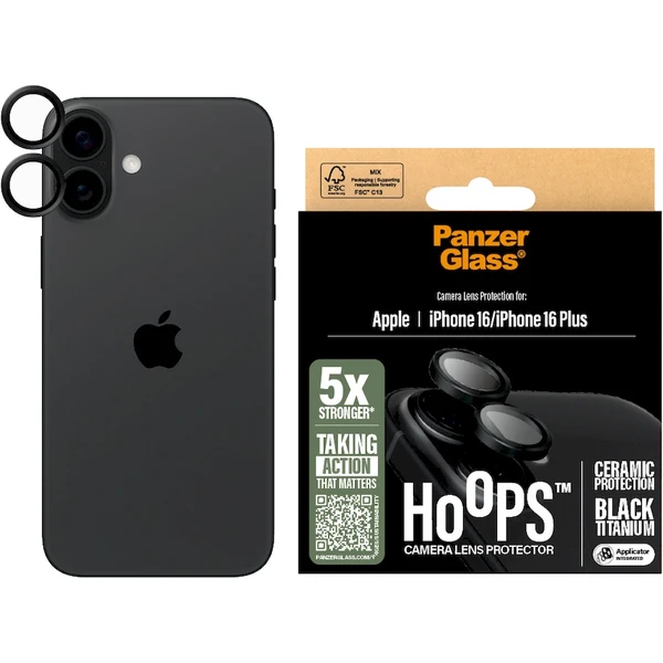 PanzerGlass® HoOps™ Ceramic Apple iPhone 16/16 Plus čierny titán - Ochranné fólie a sklo - Obrázok FE08000P01