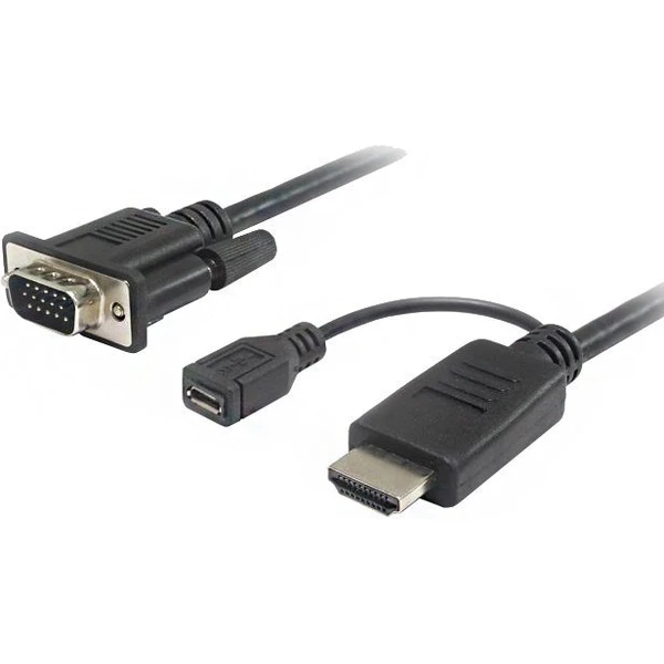 PremiumCord VGA/HDMI redukcia s napájaním MicroUSB-B 2m čierna - Káble a redukcie - Hlavný obrázok