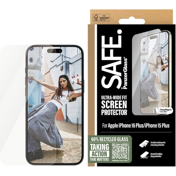 PanzerGlass® SAFE Ultra-Wide Fit Apple iPhone 16 Plus/15 Plus - Ochranné fólie a sklo - Obrázok FF08000P01