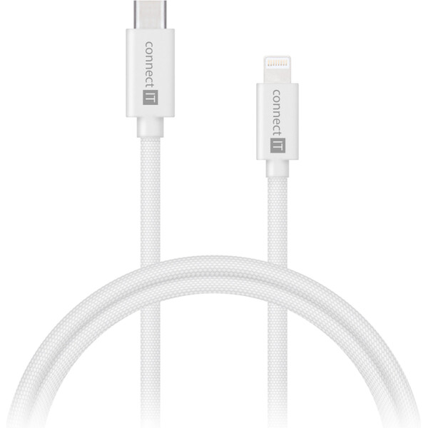 E-shop CONNECT IT Wirez USB-C/Lightning napájací kábel 27W 1m biely