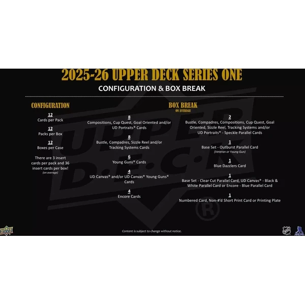 Hokejové karty 2025-26 Upper Deck Series 1 Hockey Hobby Box - Hokejové karty - Obrázok FG4K000K01
