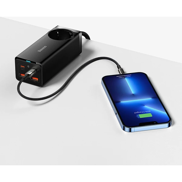 Rýchlonabíjačka do siete Baseus GaN3 Pro, 2x USB-C, 2x USB + AC 100W s káblom USB-C/USB-C čierna - Nabíjačky - Obrázok FHGE000L01