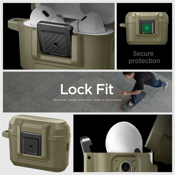 Spigen Lock Fit odolné púzdro Apple AirPods Pro 2 gen. vintage khaki - Puzdra - Obrázok FKK0000N01