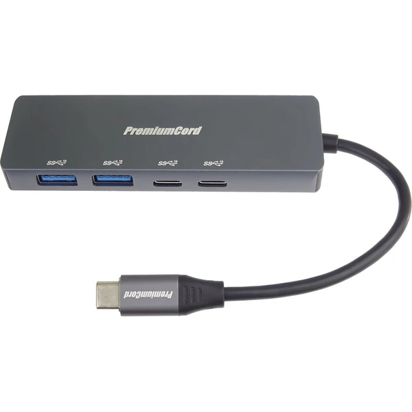PremiumCord 10G SuperSpeed ??4v1 USB-C Hub antracitový - USB huby - Obrázok FL4L000K01