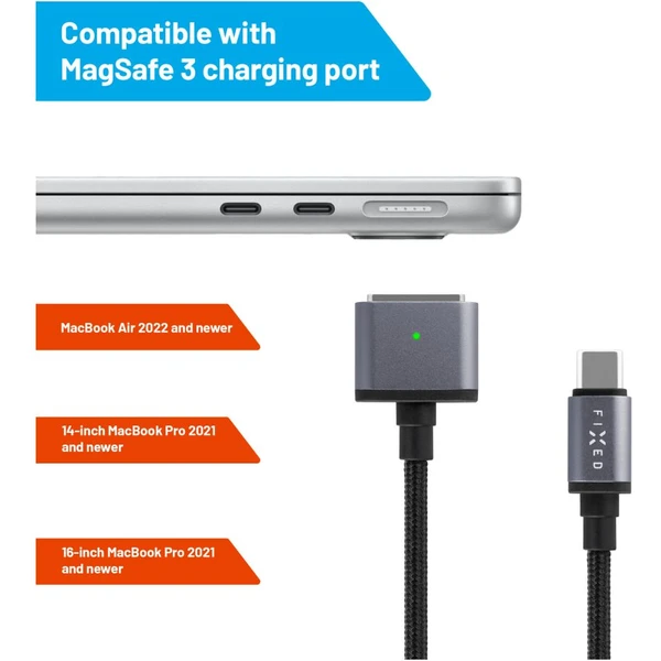 Opravený napájací kábel USB-C/MagSafe 3 140W 2m sivý - Káble a redukcie - Obrázok FLI1000O01