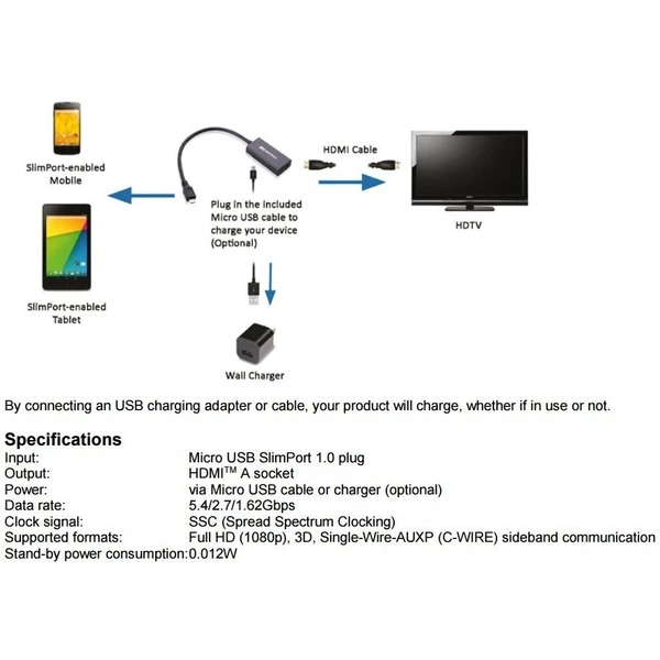 PremiumCord SlimPort/HDMI redukcia s microUSB napájaním čierna - Káble a redukcie - Obrázok FLSU000501