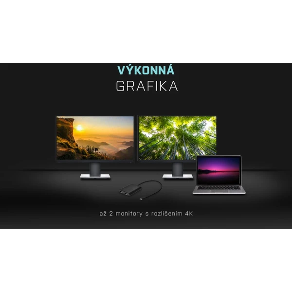 i-tec USB-C/2x DisplayPort redukcia 4K čierna - Káble a redukcie - Obrázok FMTN200401
