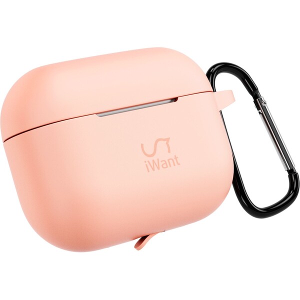 iWant Airpods Pro 3 silikónové púzdro s karabínou ružové