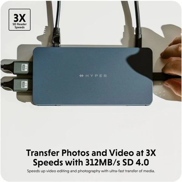 Hyper® EcoSmart™ Universal Silicon Motion® USB-C 10v1 Dual HDMI dokovacia stanica - USB huby - Obrázok FR60000L01