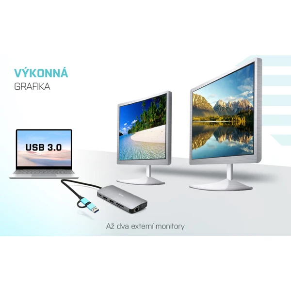 i-tec USB 3.0 USB-C/TB3 3x Display Metal Nano Dock with LAN + - Dokovacie stanice - Obrázok FRIXF00101