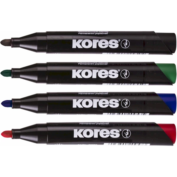 Kores K-MARKER permanentné popisovače s okrúhlym hrotom 4 farby - Popisovače - Obrázok FS7H000K01