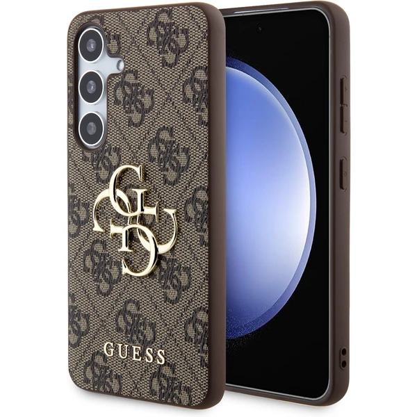 Guess PU 4G Metal Logo Zadný kryt Samsung Galaxy S24+ hnedý - Puzdra - Hlavný obrázok