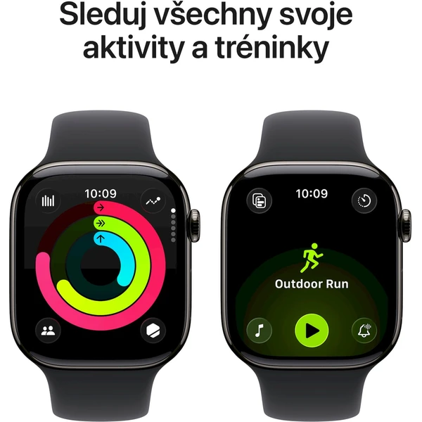 Apple Watch Series 11 Cellular (46mm) Bridlicovo šedý titán s čiernym športovým remienkom M/L - Inteligentné hodinky - Obrázok FURH000K01