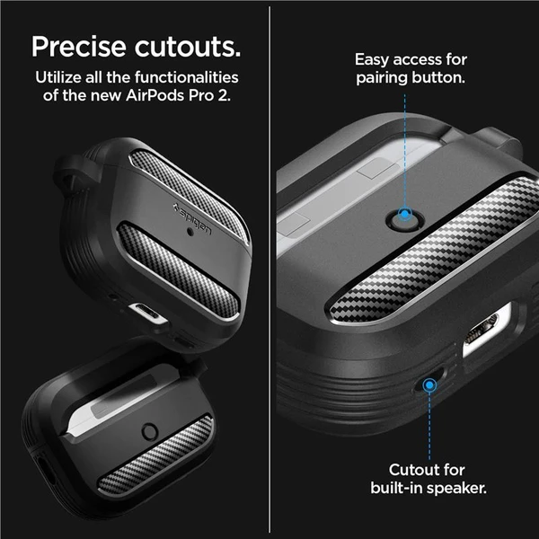 Spigen Rugged Armor puzdro pre AirPods Pro 2 čierne - Puzdra - Obrázok FVK0000N01
