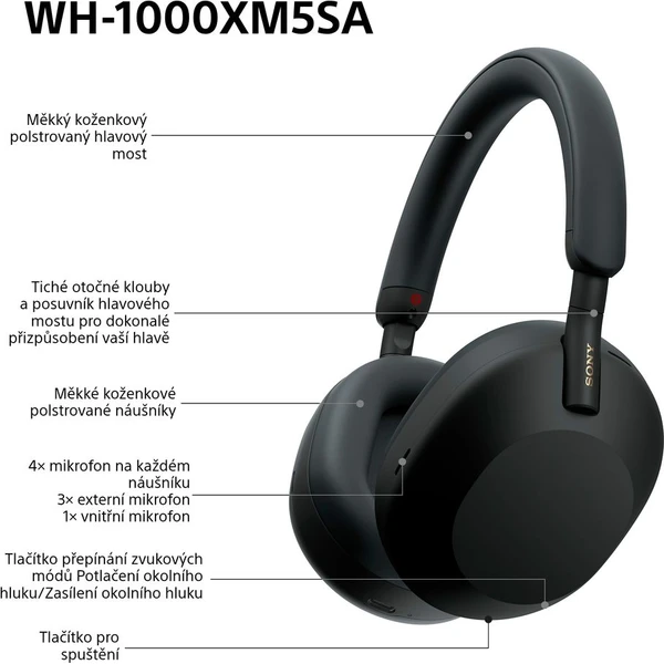 Sony WH-1000XM5 bezdrôtové slúchadlá (Soft Case) čierna - Slúchadlá - Obrázok FVWG000K01