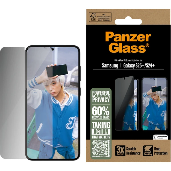 PanzerGlass® Privacy sklo Samsung Galaxy S25+/S24+ s inštalačným rámčekom - Ochranné fólie a sklo - Obrázok G0FC000J01