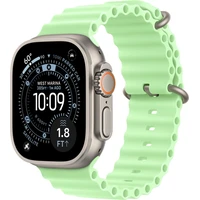 Apple Watch 49/46/45/44mm neónovo zelený Oceánsky remienok prírodný titán - Remienky