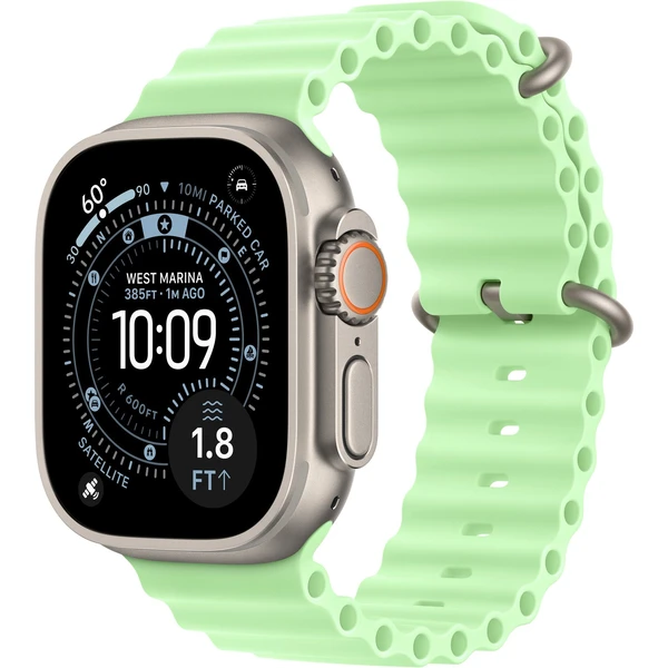 Apple Watch 49/46/45/44mm neónovo zelený Oceánsky remienok prírodný titán - Remienky - Hlavný obrázok