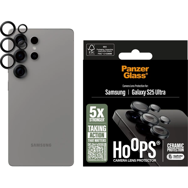 PanzerGlass® Hoops® Ceramic Samsung Galaxy S25 Ultra čierne ochranné krúžky pre šošovky fotoaparátu - Ochranné fólie a sklo - Obrázok G1FC000J01