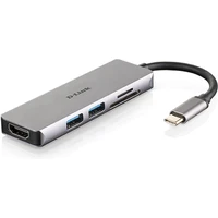 D-Link 5v1 USB-C Hub + čítačka kariet strieborný - USB huby