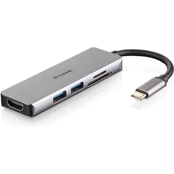 E-shop D-Link 5v1 USB-C Hub + čítačka kariet strieborný