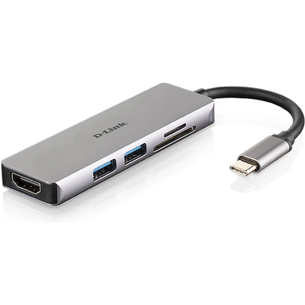 D-Link 5v1 USB-C Hub + čítačka kariet strieborný - USB huby - Hlavný obrázok