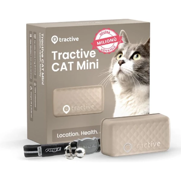 Tractive GPS CAT Mini tracker polohy a aktivity pre mačky hnedý - GPS Moduly - Hlavný obrázok