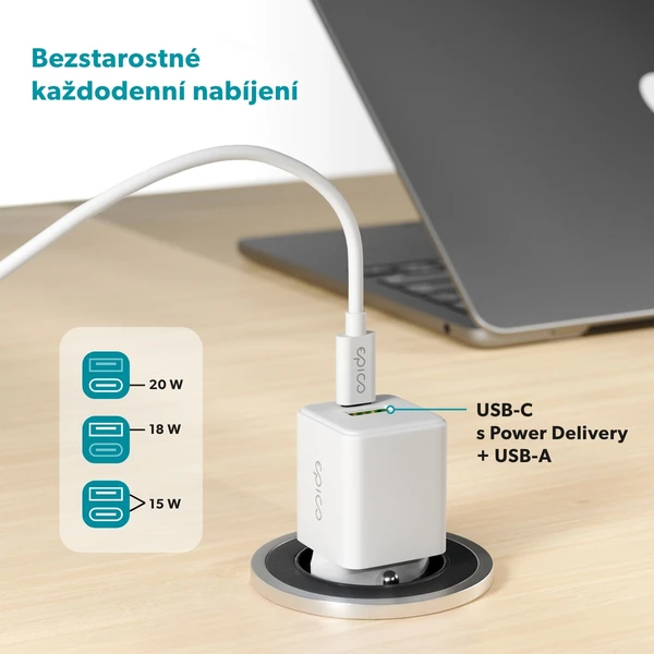 Epico UltraBoost GaN 20W sieťový adaptér EA20 biely - Nabíjačky - Obrázok G1LL000K01