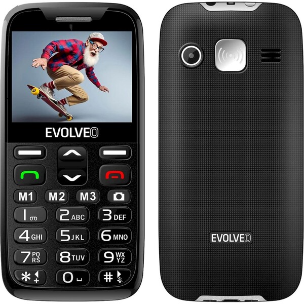 EVOLVEO EasyPhone mobilný telefón pre seniorov s nabíjacím stojanom čierny