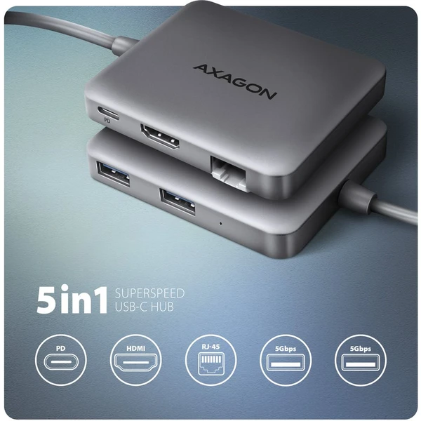 AXAGON HMC-5HL 5v1 USB-C húb - Dokovacie stanice - Obrázok G1W3000L01