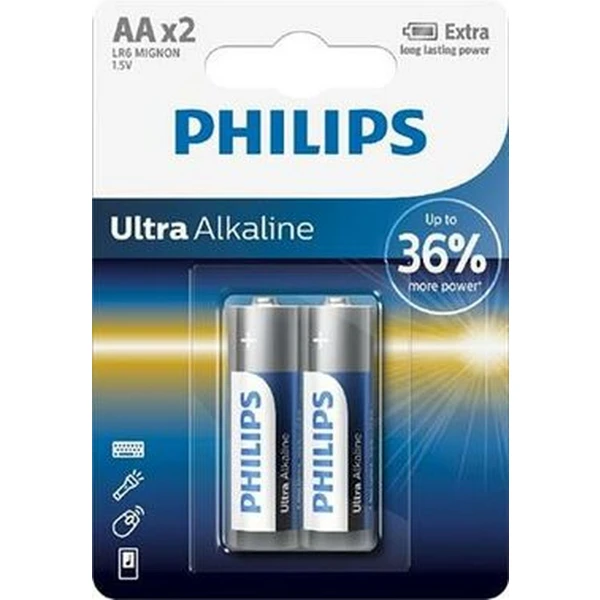 Philips LR6E2B/10 Ultra Alkaline 2x AA batérie - Batérie - Hlavný obrázok