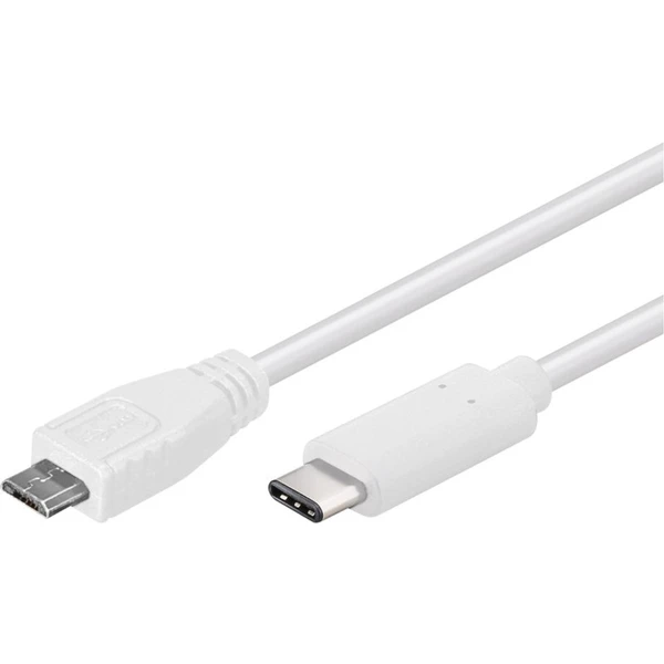 PremiumCord USB-C/MicroUSB-B napájací kábel 2,5W 1m biely - Káble a redukcie - Hlavný obrázok