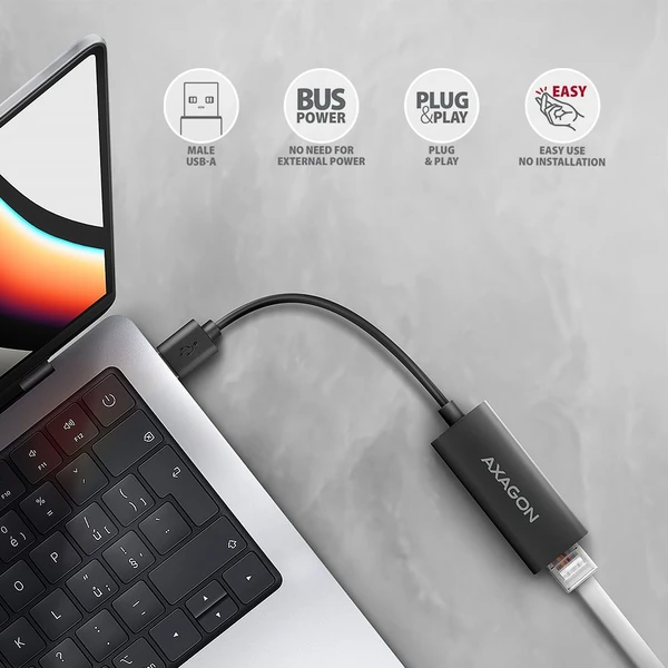 AXAGON ADE-AR USB-A Gigabit Ethernet sieťová karta - Sieťové karty - Obrázok G2P2000J01