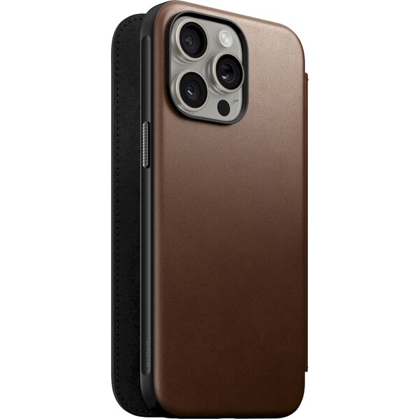Nomad Modern Leather Folio iPhone 15 Pro Max hnedý