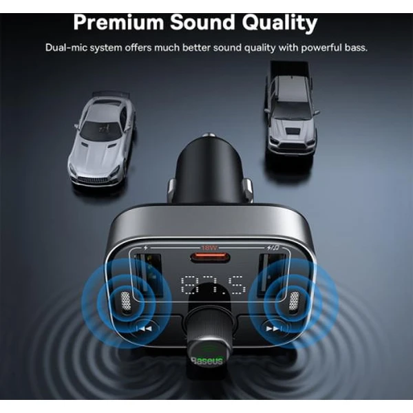 Baseus S09 Pro FM transmitter čierny - FM Transmittery - Obrázok G32R000K01