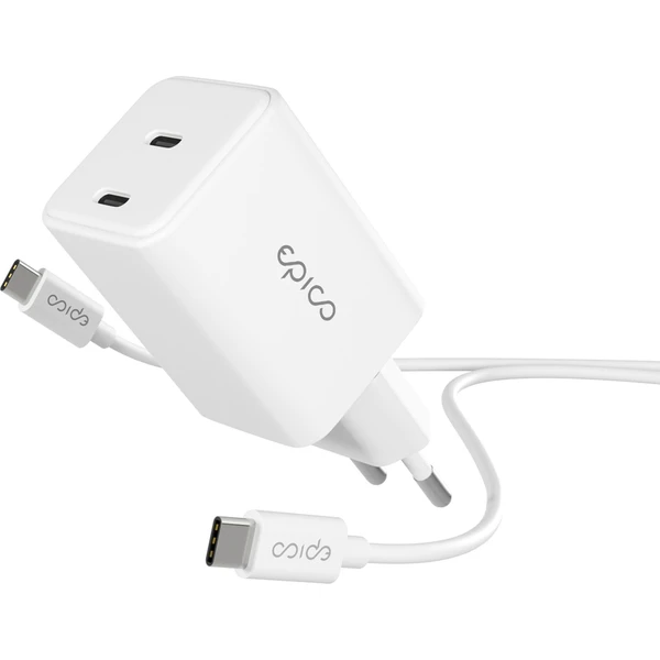 Epico UltraBoost GaN 45W sieťový adaptér EA45 s 1,2 m USB-C na USB-C káblom biely - Nabíjačky - Hlavný obrázok