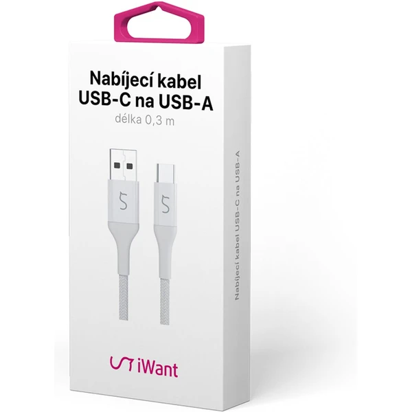 iWant Braided Cable 0.3m USB-C to USB-A - biela - Káble - Obrázok G3U6000P01