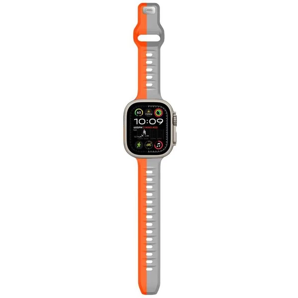 CubeNest Premium Silicon Band remienok Apple Watch 42-49 mm sivý/oranžový - Remienky - Obrázok G4UD000O01