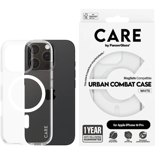 PanzerGlass® CARE kryt Apple iPhone 16 Pro MagSafe Urban Combat číry/biely - Puzdra - Obrázok G508000P01