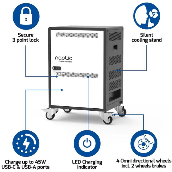 Port Naotic Charging Cabinet 20 nabíjacia skriňa s kolieskami pre 20 zariadení - Nabíjačky - Obrázok G58F000J01